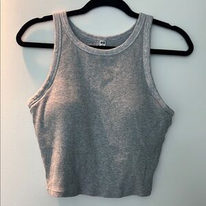 Women gray ribbed cropped bra sleeveless top/tank